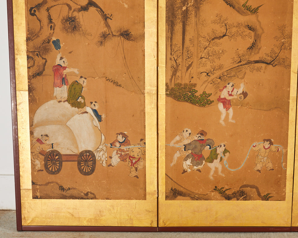 Japanese Edo Six Panel Screen Chinese Children at Play