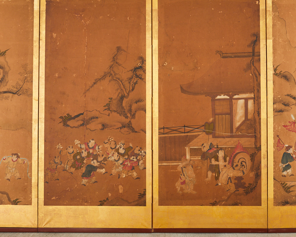 Japanese Edo Six Panel Screen Chinese Children at Play