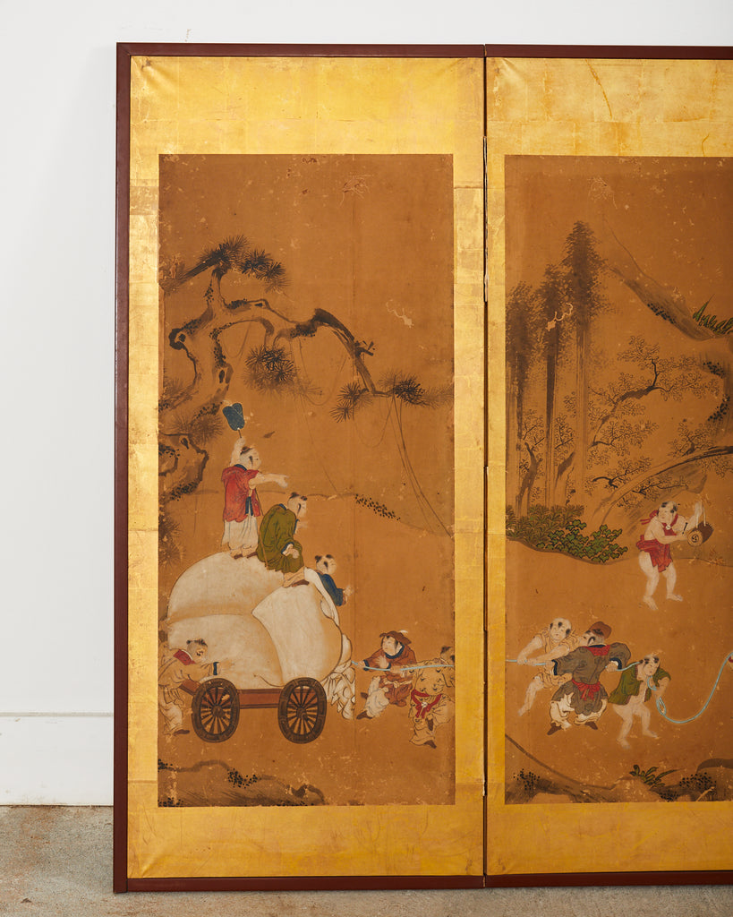 Japanese Edo Six Panel Screen Chinese Children at Play