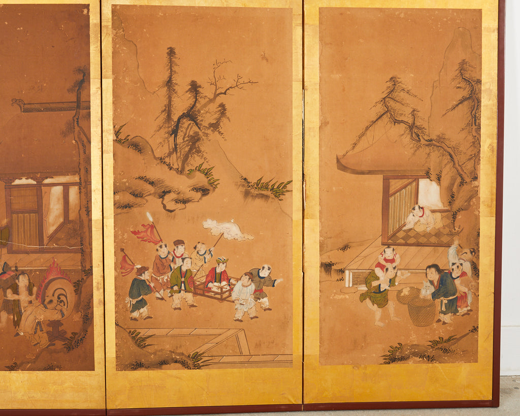 Japanese Edo Six Panel Screen Chinese Children at Play