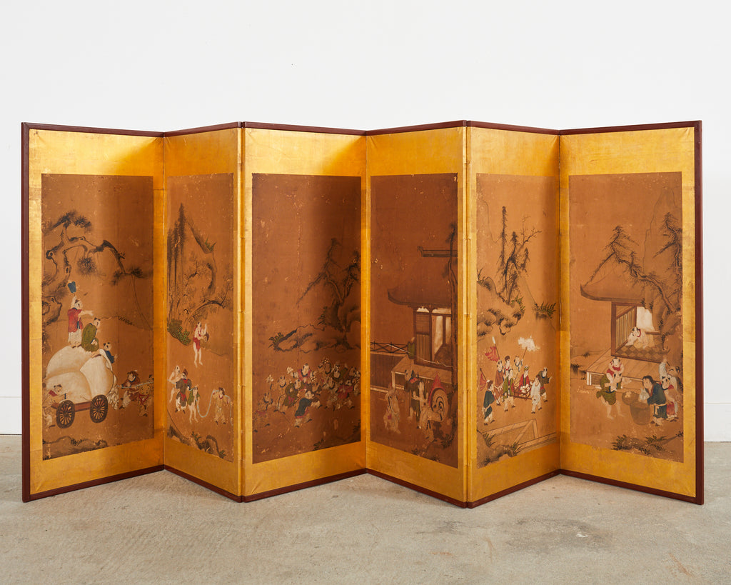Japanese Edo Six Panel Screen Chinese Children at Play