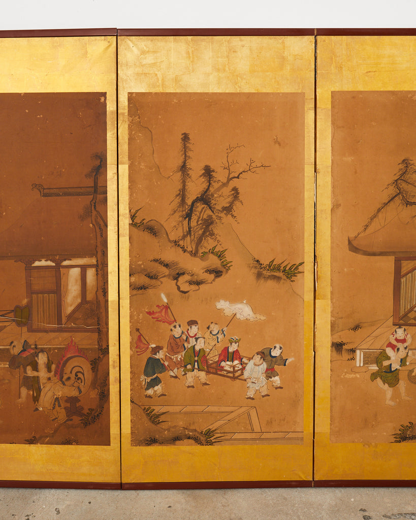 Japanese Edo Six Panel Screen Chinese Children at Play