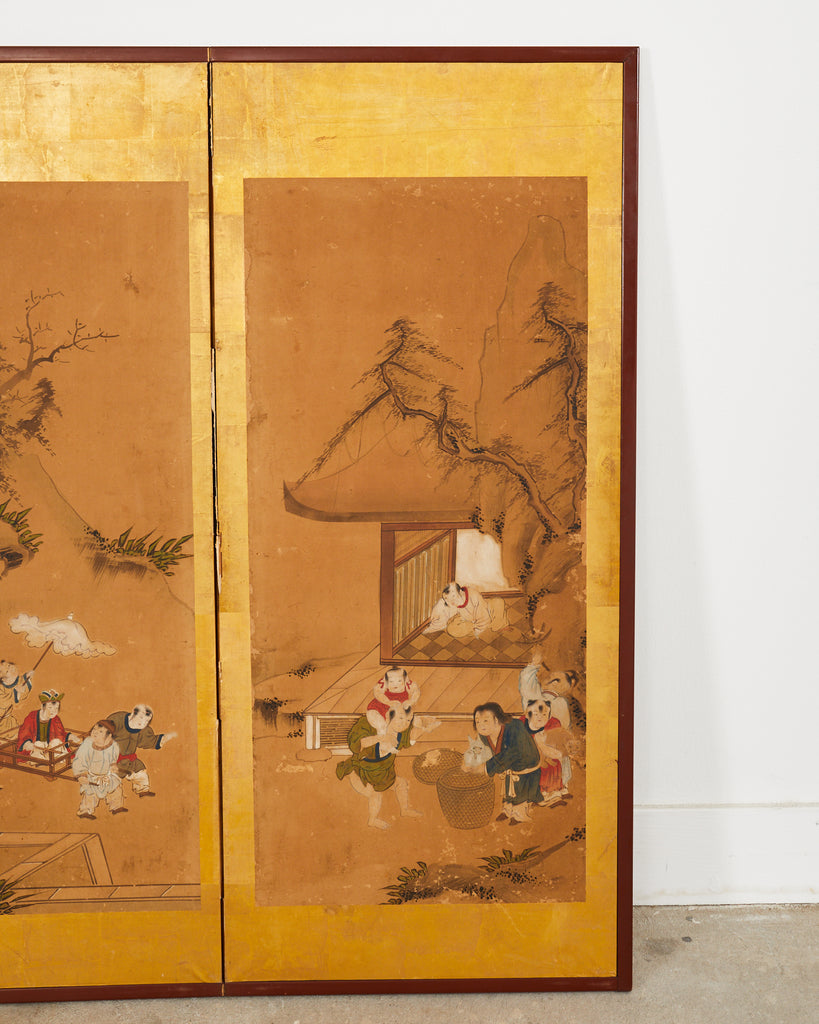 Japanese Edo Six Panel Screen Chinese Children at Play