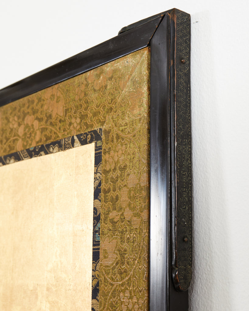 Japanese Meiji Six Panel Screen Kano School Bird Waterscape