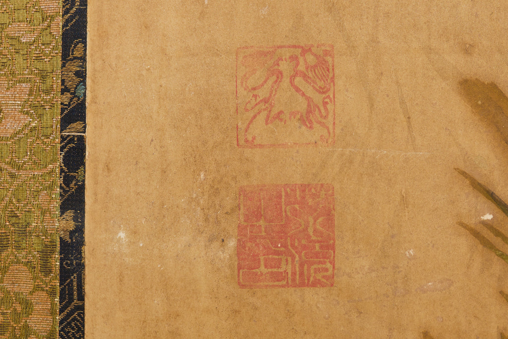 Japanese Meiji Six Panel Screen Kano School Bird Waterscape