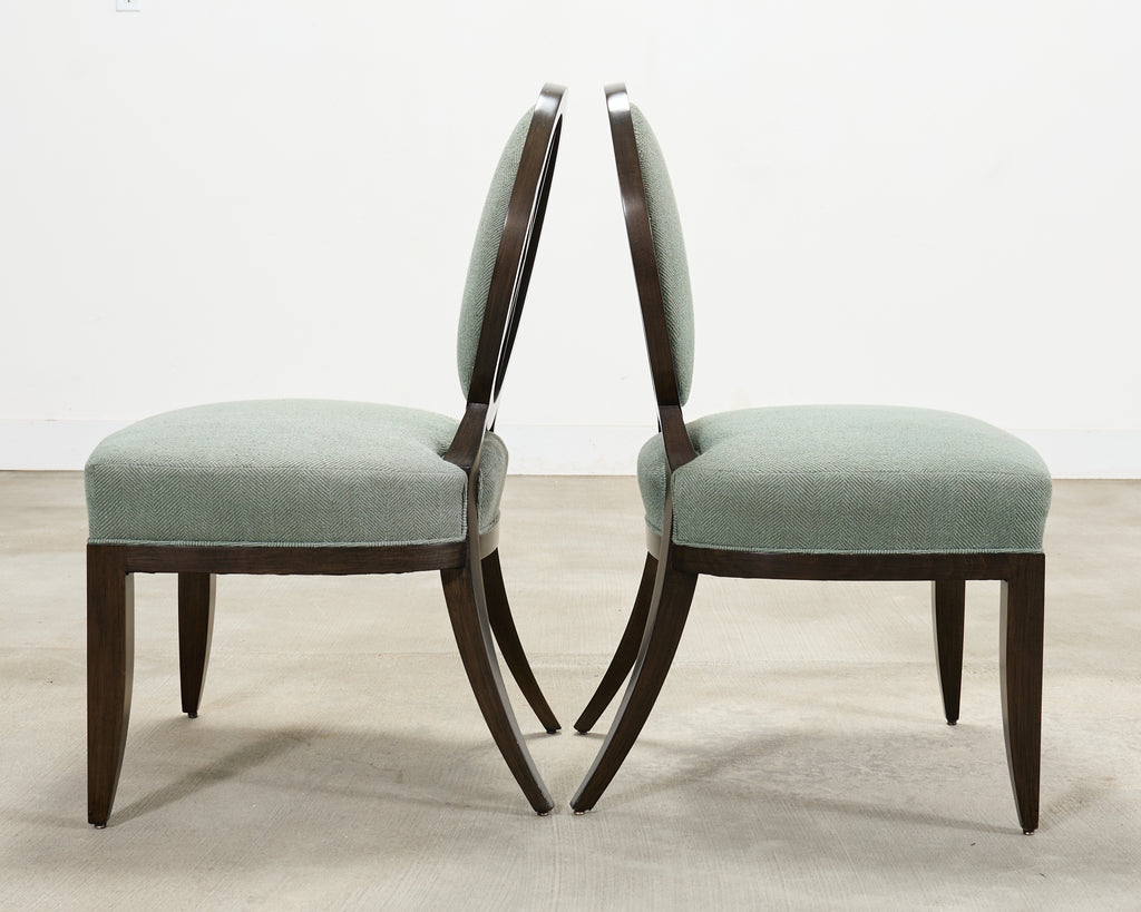 Set of Six Barbara Barry for Baker Oval X-Back Dining Chairs