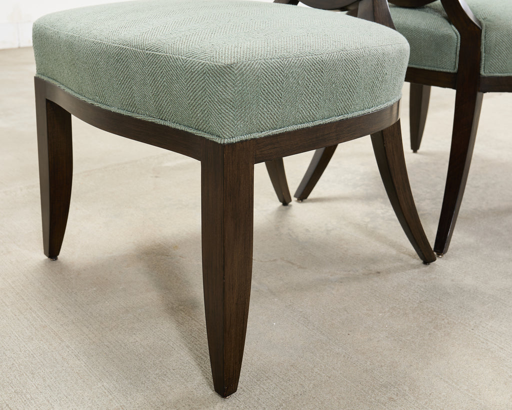 Set of Six Barbara Barry for Baker Oval X-Back Dining Chairs