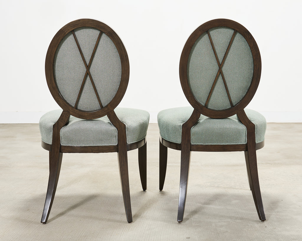 Set of Six Barbara Barry for Baker Oval X-Back Dining Chairs