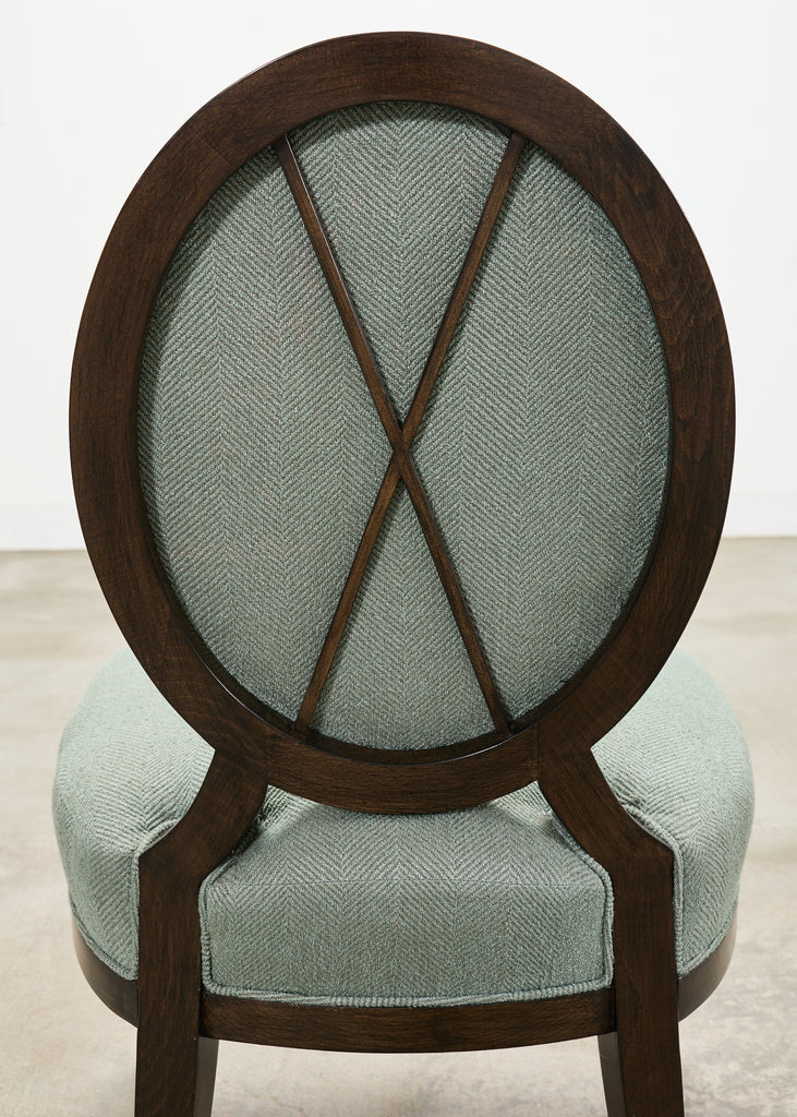 Set of Six Barbara Barry for Baker Oval X-Back Dining Chairs