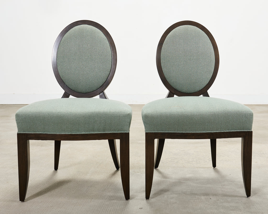 Set of Six Barbara Barry for Baker Oval X-Back Dining Chairs