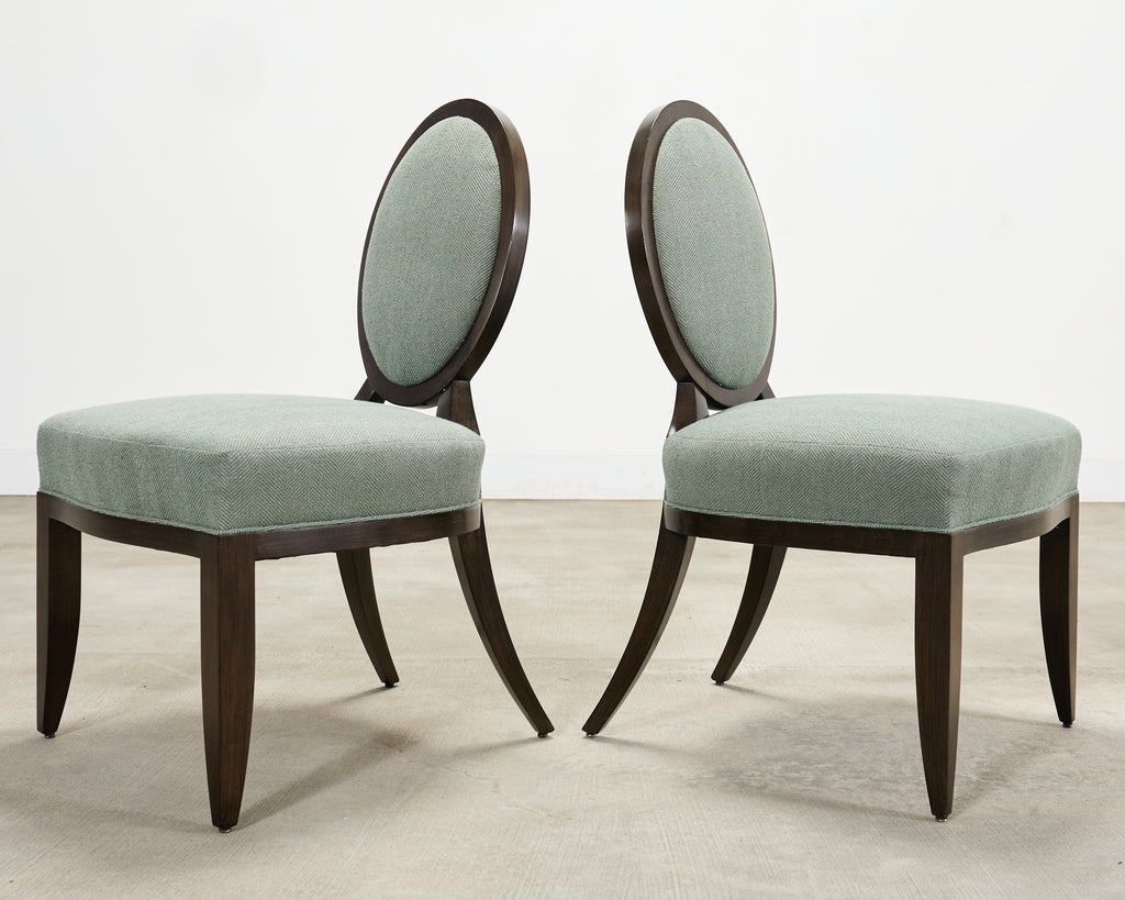 Set of Six Barbara Barry for Baker Oval X-Back Dining Chairs