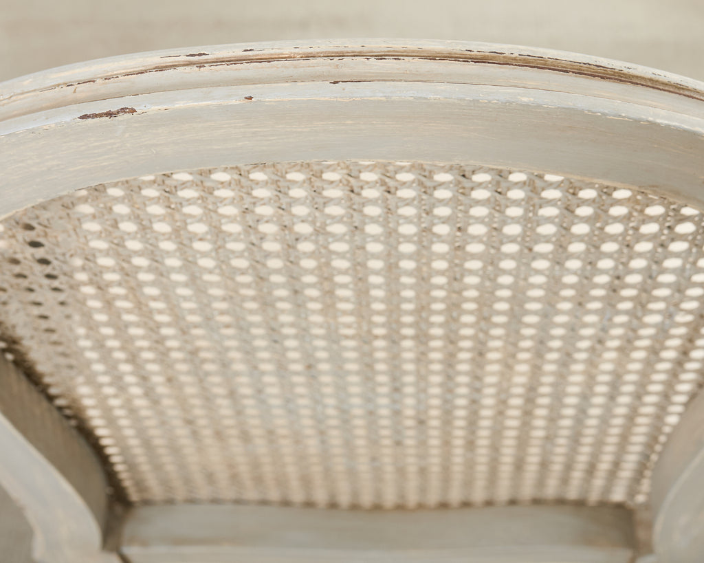 Set of Six Swedish Gustavian Style Painted Cane Dining Chairs