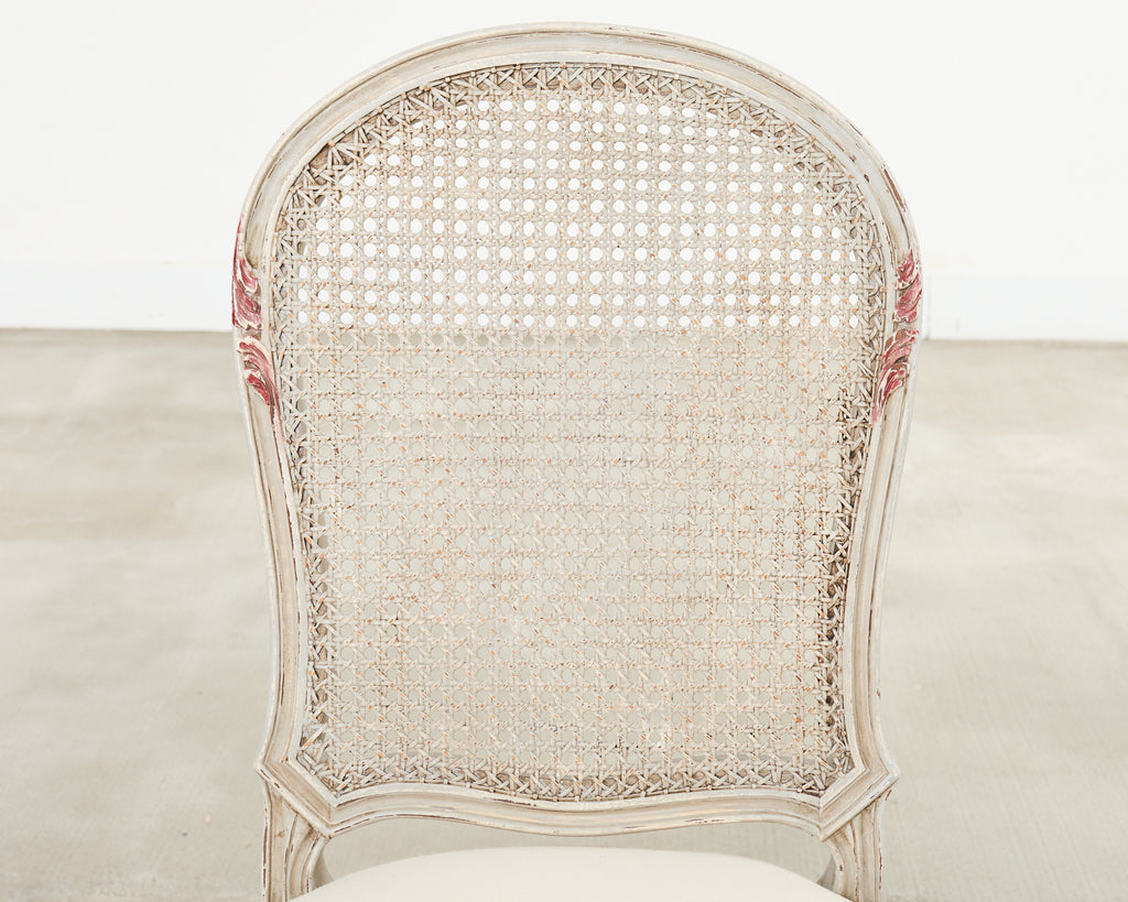 Set of Six Swedish Gustavian Style Painted Cane Dining Chairs