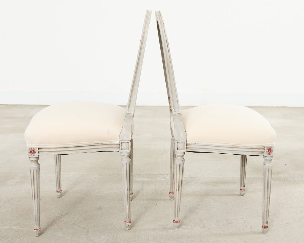 Set of Six Swedish Gustavian Style Painted Cane Dining Chairs