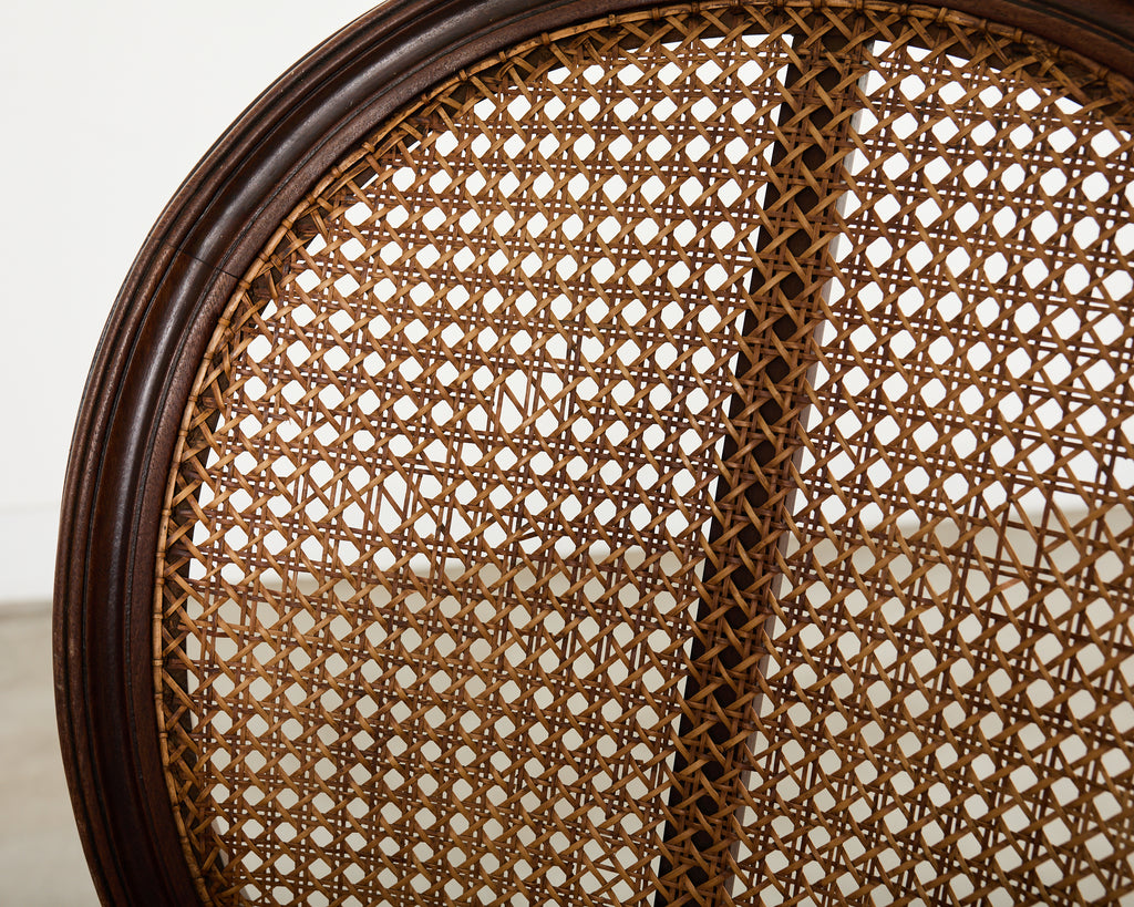 Set of Eight Louis XVI Style Bronze Ormolu Caned Dining Chairs