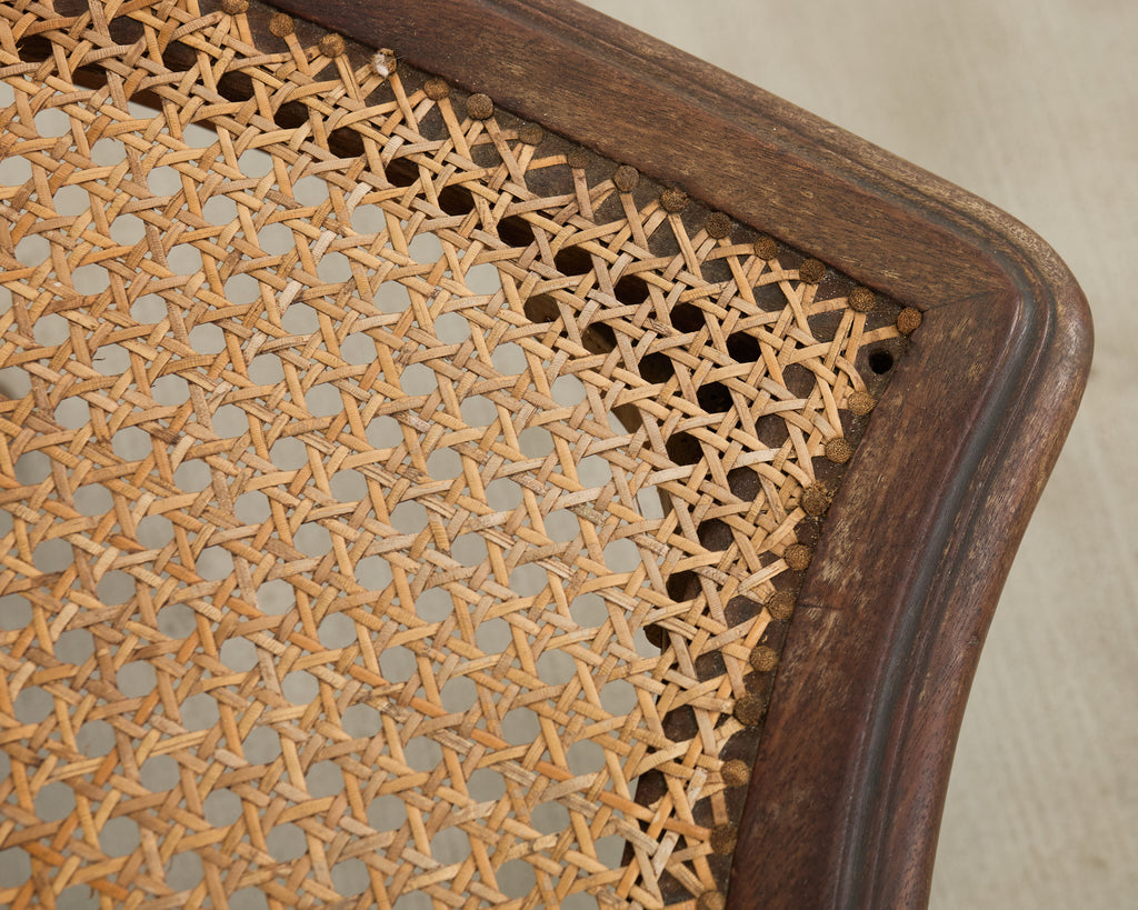 Set of Eight Louis XVI Style Bronze Ormolu Caned Dining Chairs