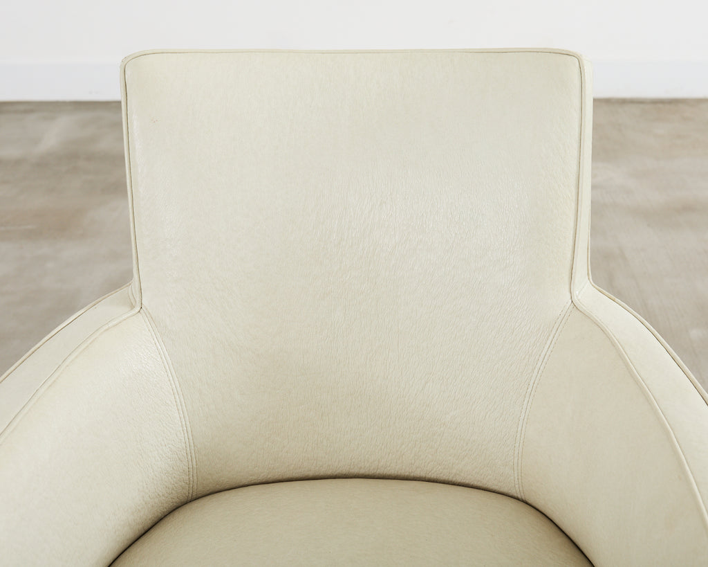 Set of Six John Hutton for Holly Hunt Leather Dining Chairs