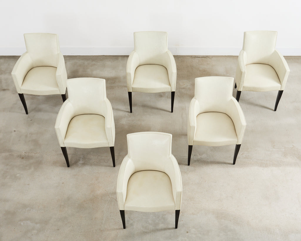 Set of Six John Hutton for Holly Hunt Leather Dining Chairs
