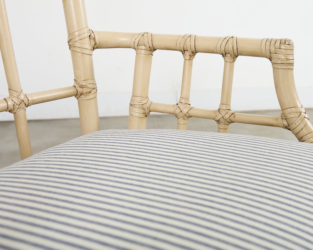 Set of Six McGuire Rattan Cathedral Back Rattan Dining Chairs