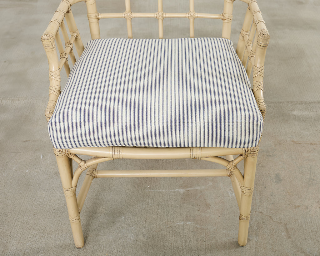 Set of Six McGuire Rattan Cathedral Back Rattan Dining Chairs