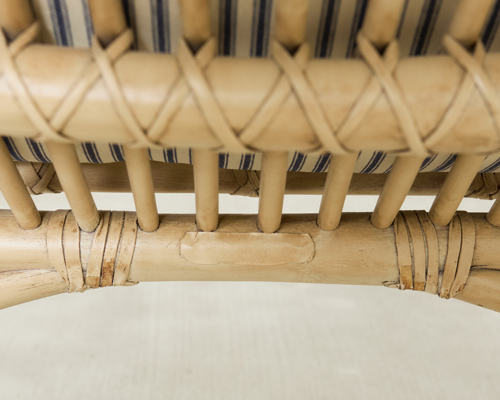 Set of Six McGuire Rattan Cathedral Back Rattan Dining Chairs