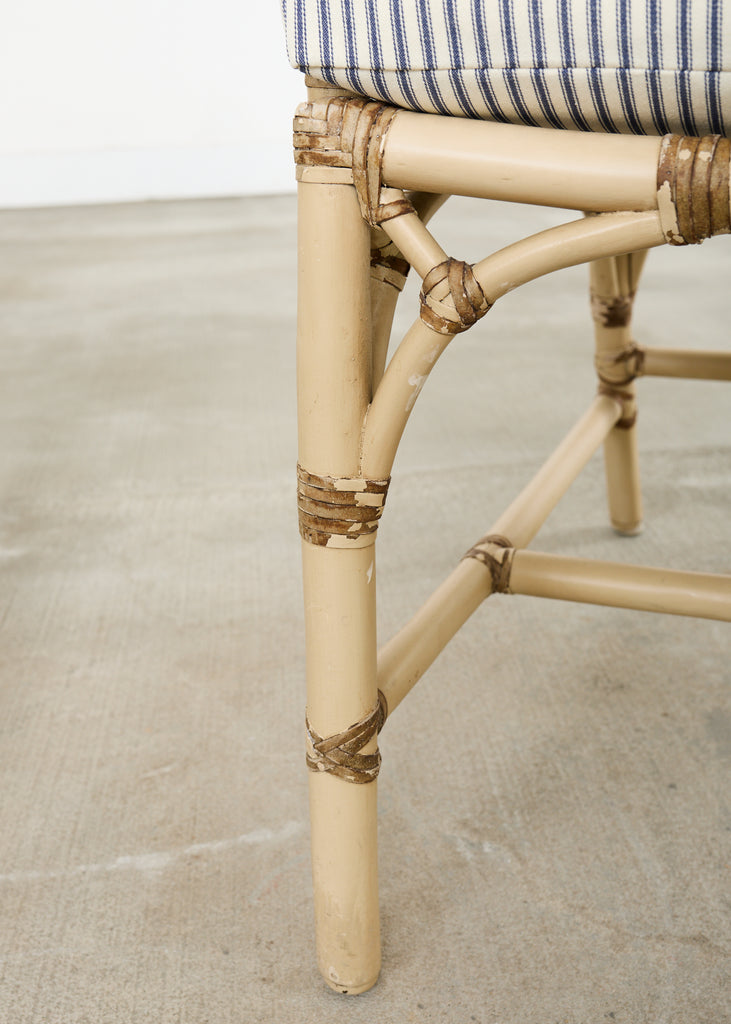 Set of Six McGuire Rattan Cathedral Back Rattan Dining Chairs