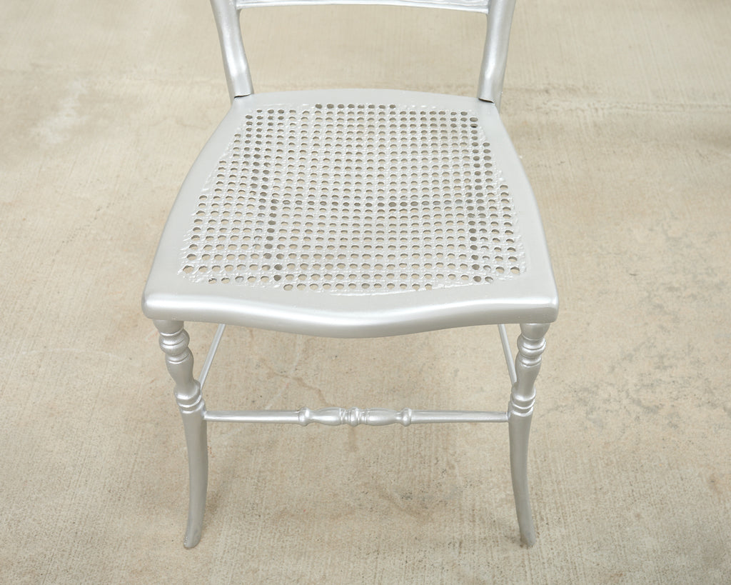 Set of Six Italian Silvered Iron Chiavari Dining Chairs