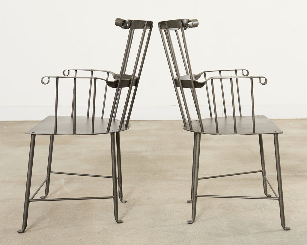 Set of Six Iron Windsor Chairs by Munder Skiles