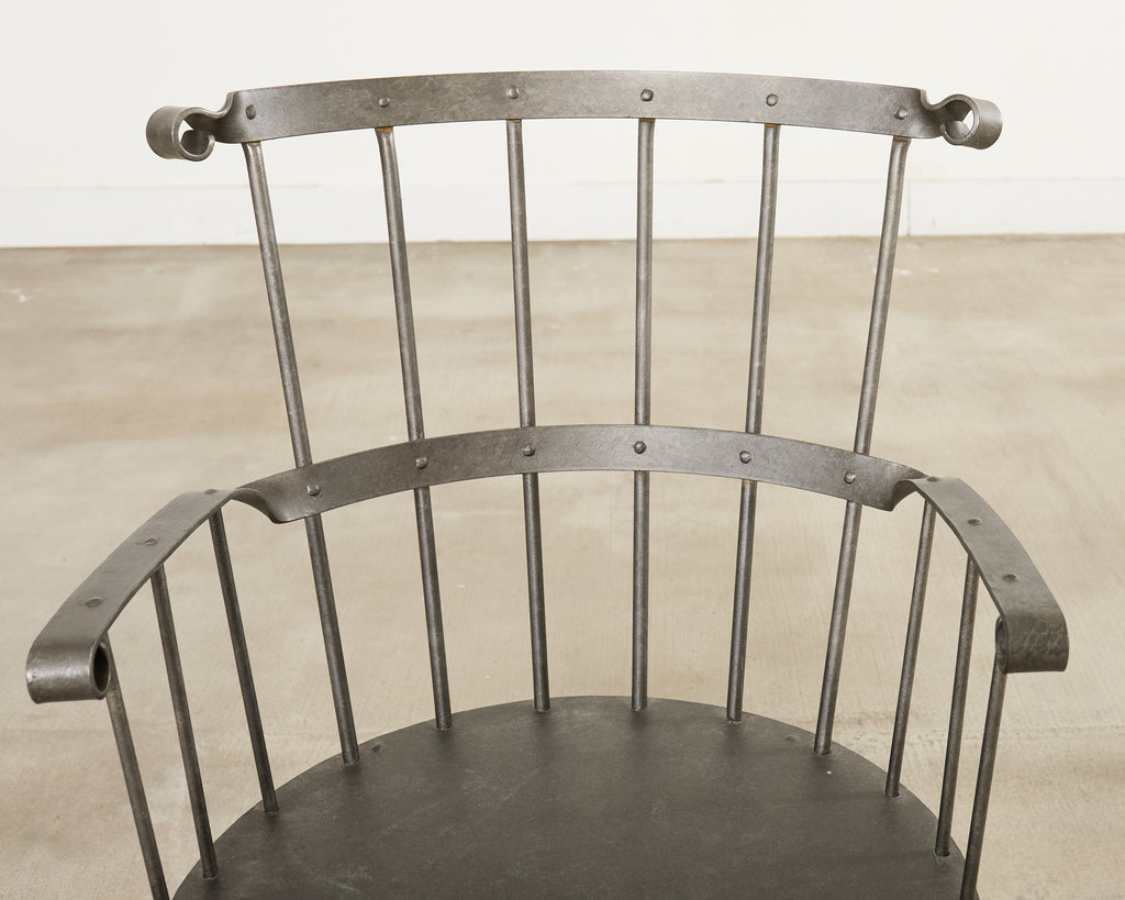 Set of Six Iron Windsor Chairs by Munder Skiles