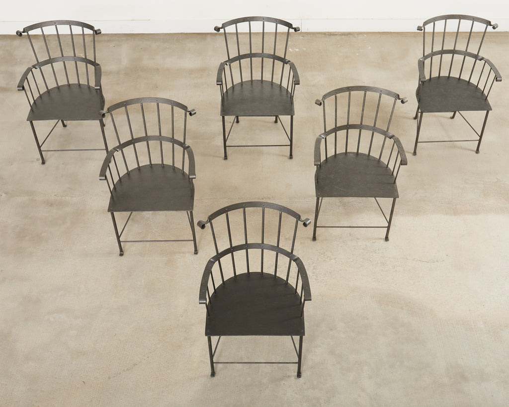 Set of Six Iron Windsor Chairs by Munder Skiles