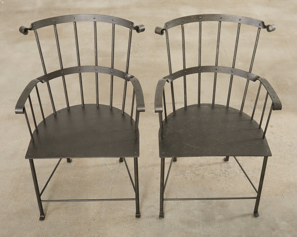 Set of Six Iron Windsor Chairs by Munder Skiles