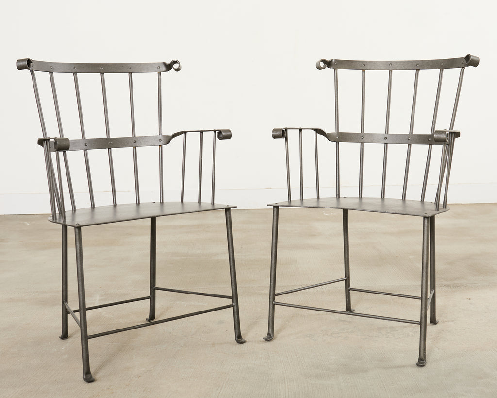 Set of Six Iron Windsor Chairs by Munder Skiles