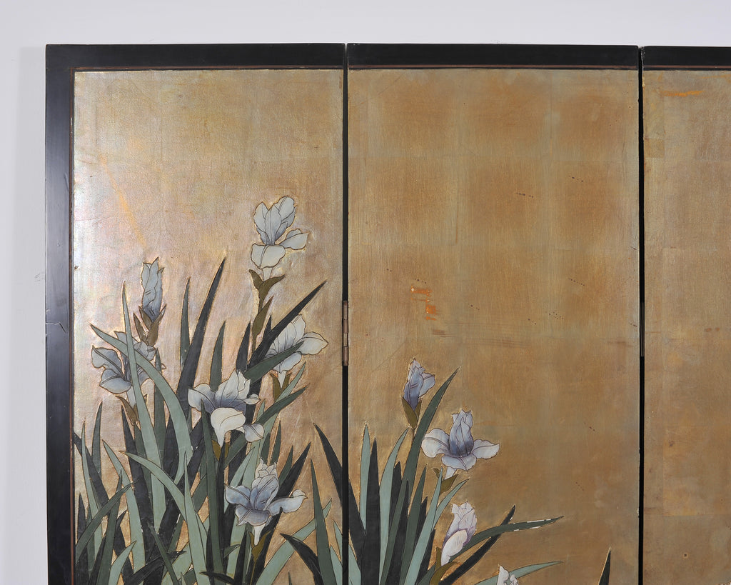 Chinese Export Coromandel Screen After Ogata Korin Irises