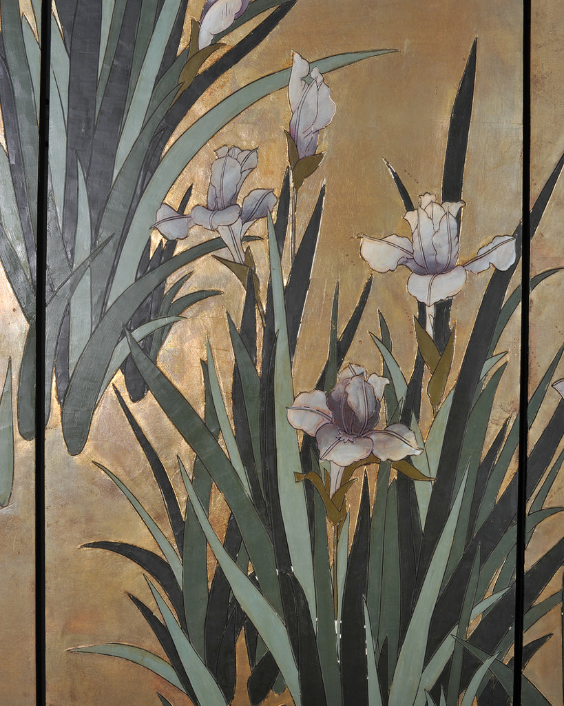 Chinese Export Coromandel Screen After Ogata Korin Irises