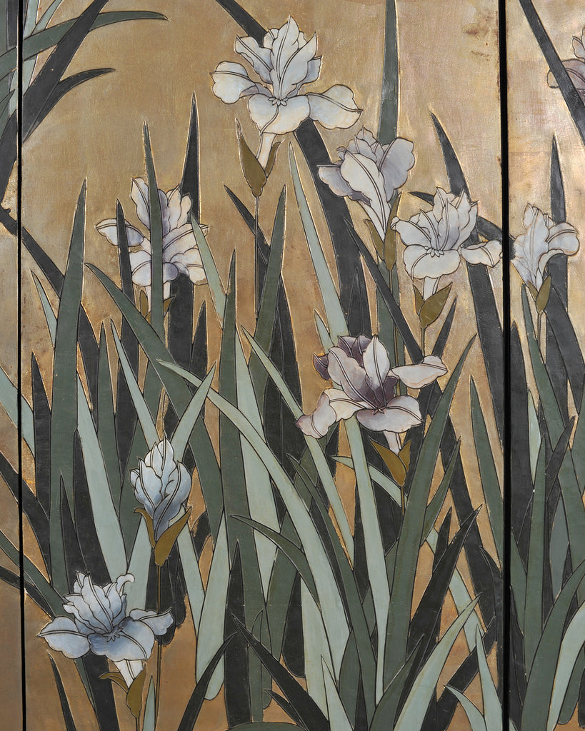 Chinese Export Coromandel Screen After Ogata Korin Irises
