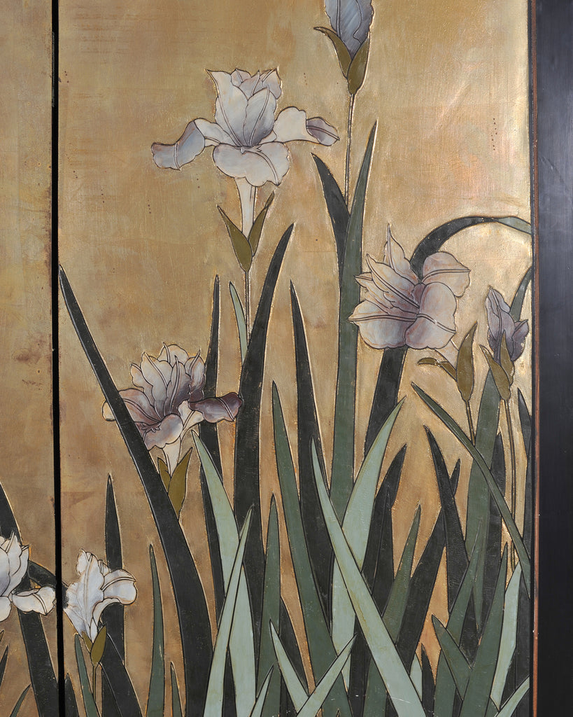 Chinese Export Coromandel Screen After Ogata Korin Irises