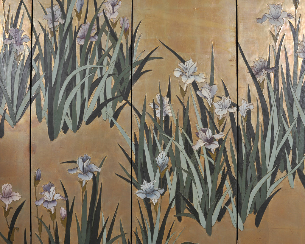 Chinese Export Coromandel Screen After Ogata Korin Irises