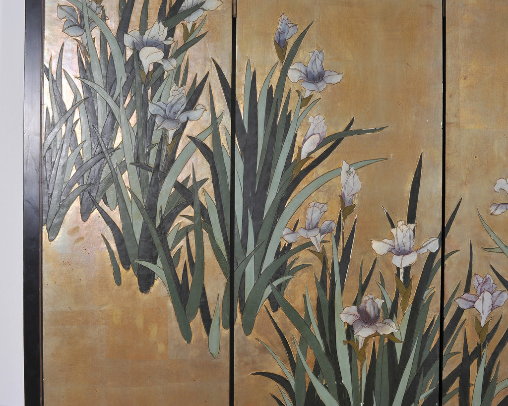 Chinese Export Coromandel Screen After Ogata Korin Irises