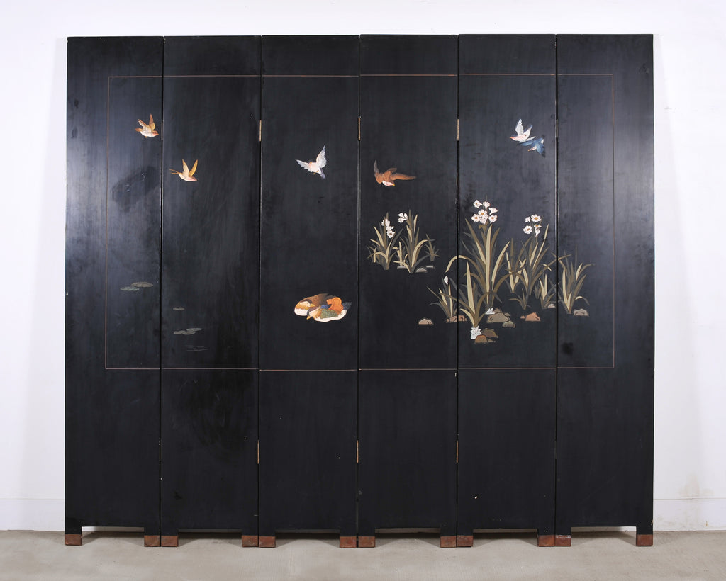 Chinese Export Coromandel Screen After Ogata Korin Irises