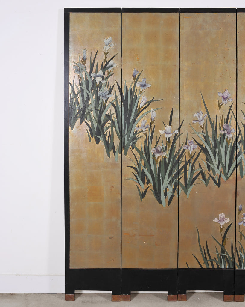 Chinese Export Coromandel Screen After Ogata Korin Irises