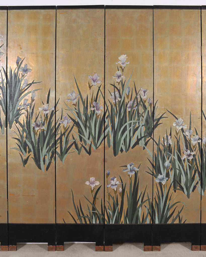 Chinese Export Coromandel Screen After Ogata Korin Irises