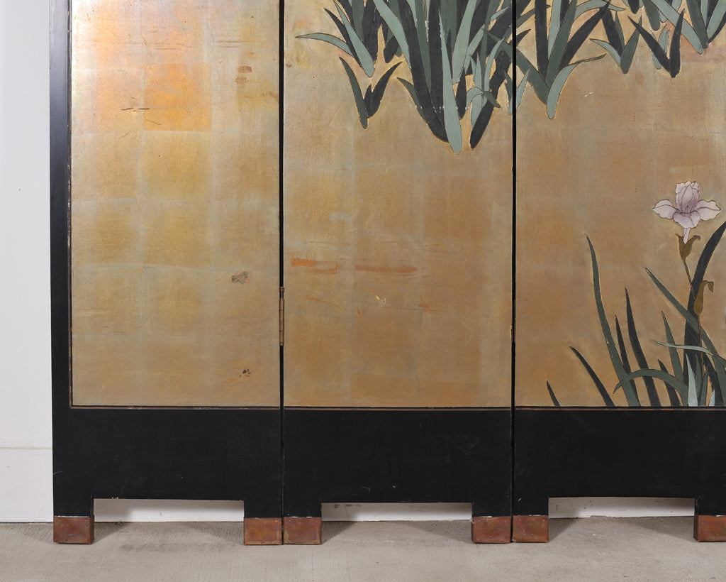 Chinese Export Coromandel Screen After Ogata Korin Irises