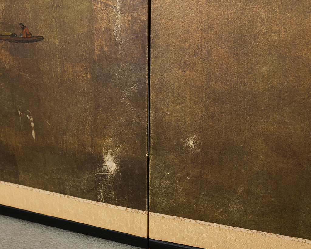 Japanese Showa Six Panel Screen Mountain Landscape