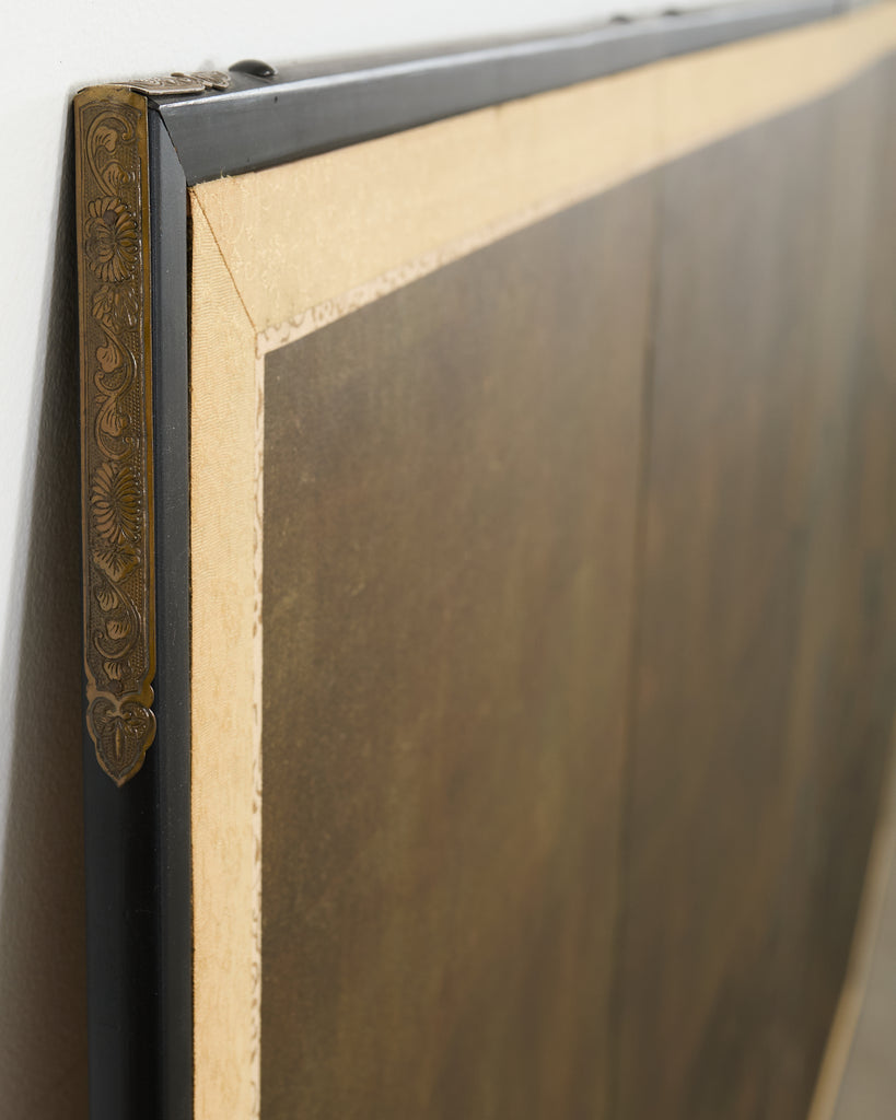 Japanese Showa Six Panel Screen Mountain Landscape