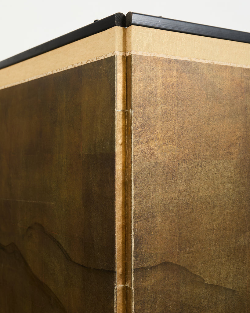 Japanese Showa Six Panel Screen Mountain Landscape