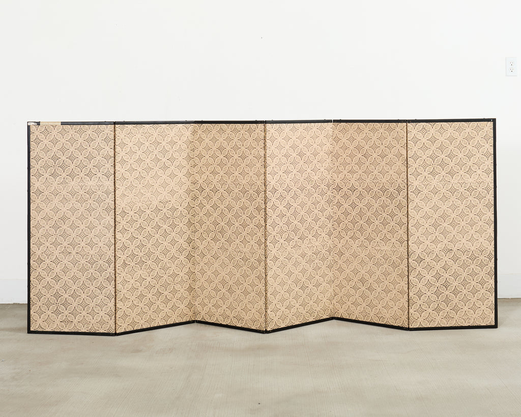 Japanese Showa Six Panel Screen Mountain Landscape