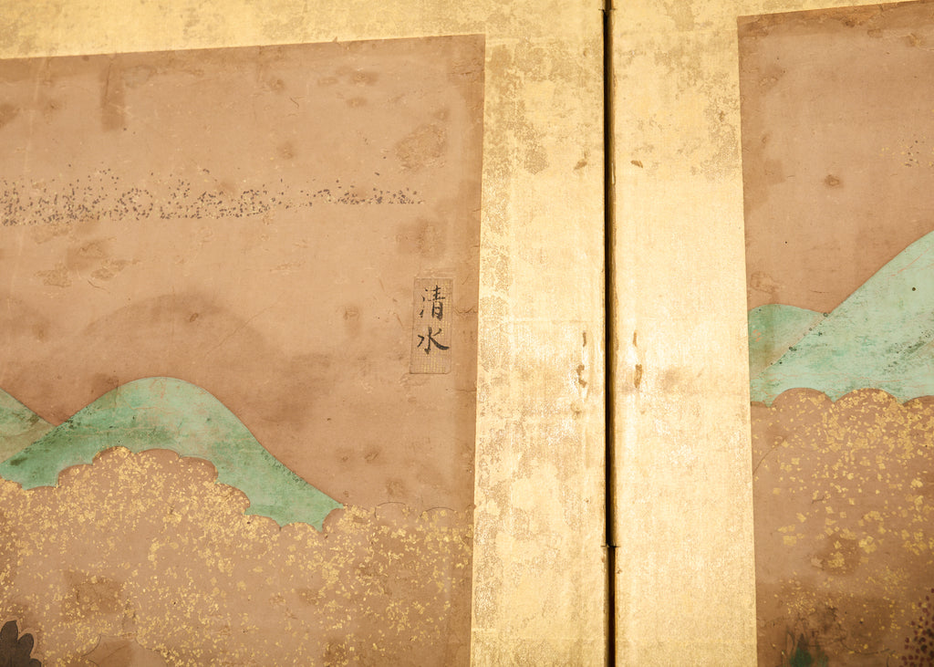 19th Century Japanese Edo Six Panel Screen Scenes of Kyoto