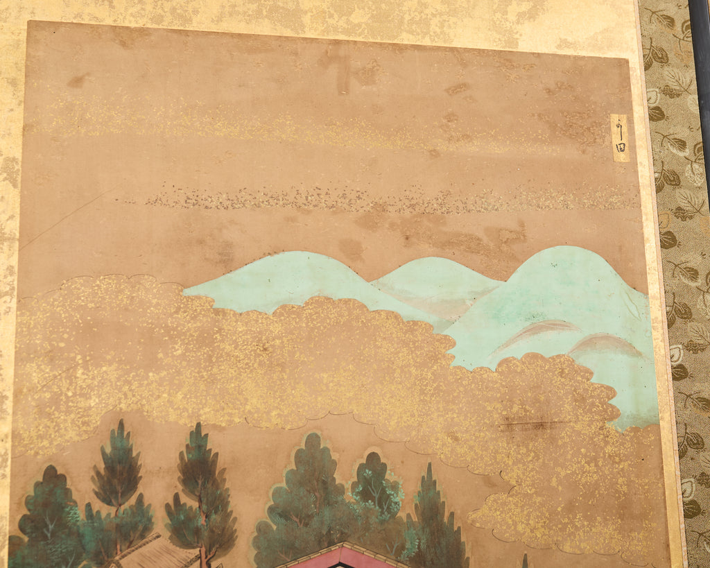 19th Century Japanese Edo Six Panel Screen Scenes of Kyoto