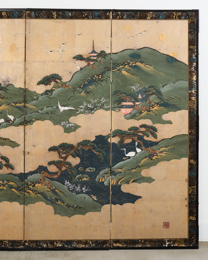 Japanese Edo Screen Kano School Isle of Immortals