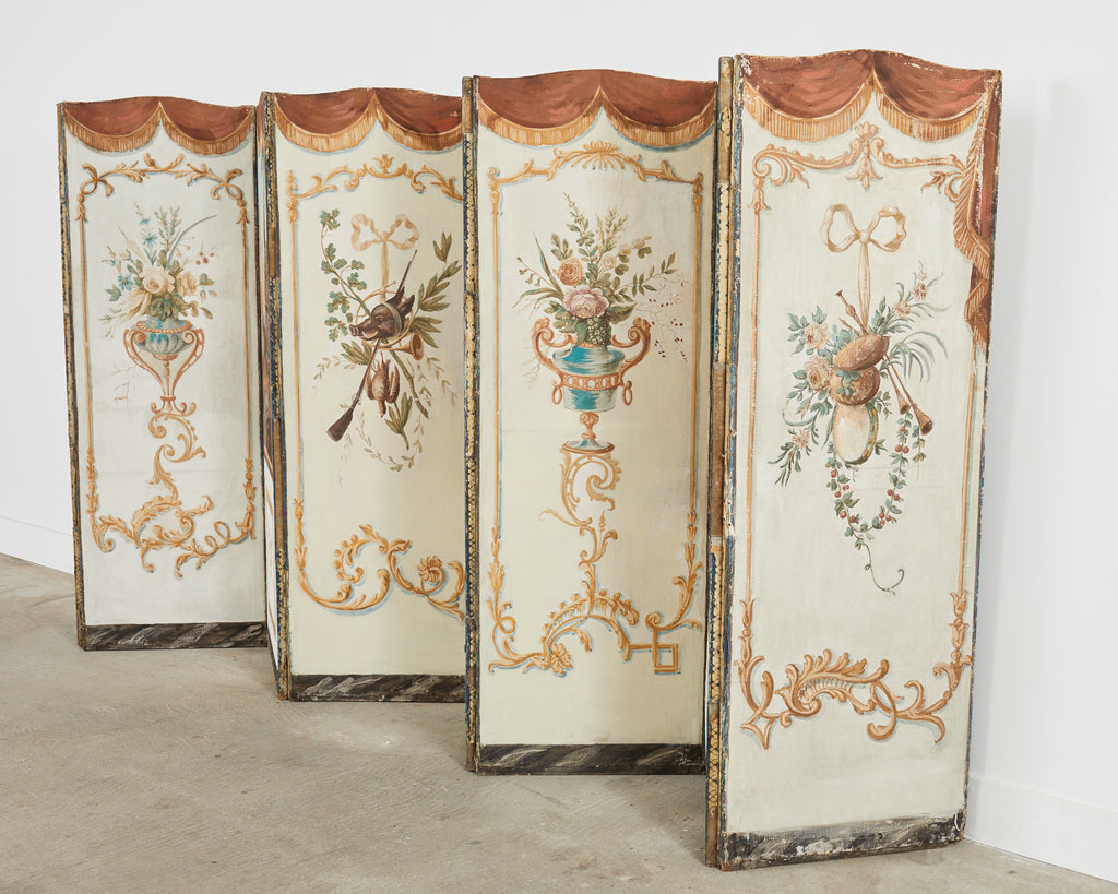 19th Century French Grand Tour Style Eight Panel Painted Screen